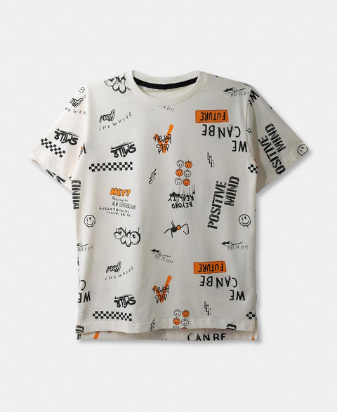 Camiseta Manga Corta Para Niño En Tela Suave Color Marfil
