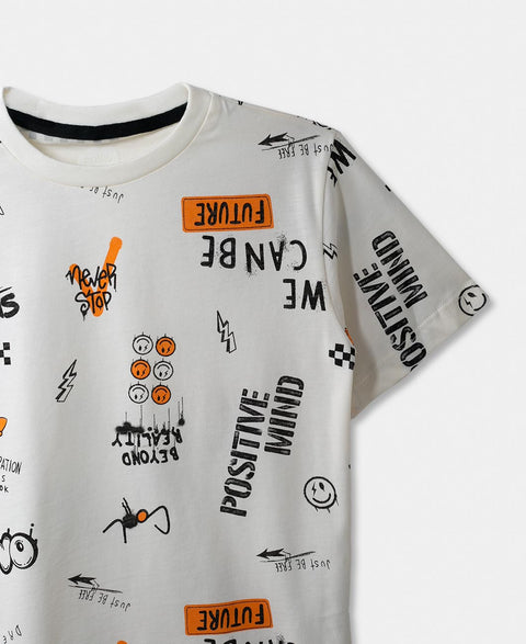 Camiseta Manga Corta Para Niño En Tela Suave Color Marfil