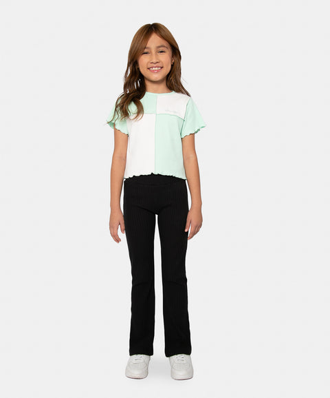 Camiseta Manga Corta Para Niña En Rib Color Verde Agua
