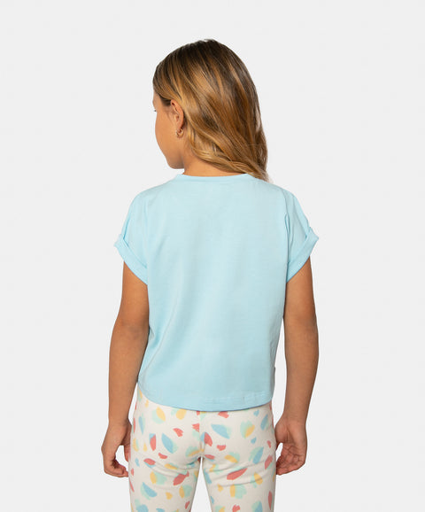Camiseta Manga Corta Para Niña En Licra Color Azul