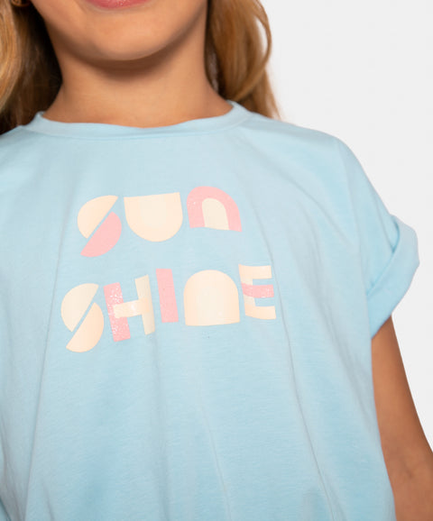 Camiseta Manga Corta Para Niña En Licra Color Azul