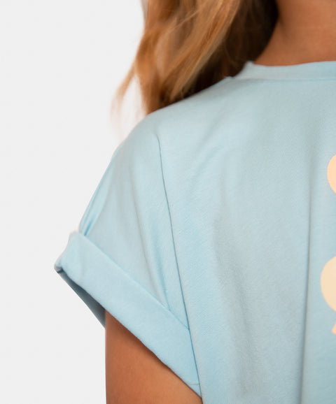 Camiseta Manga Corta Para Niña En Licra Color Azul