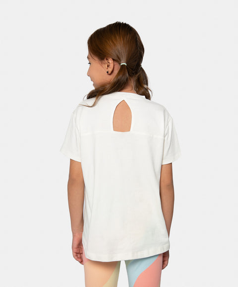 Camiseta Manga Corta Para Niña En Licra Color Marfil