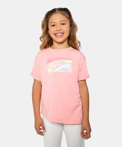 Camiseta Manga Corta Para Niña En Licra Color Salmon