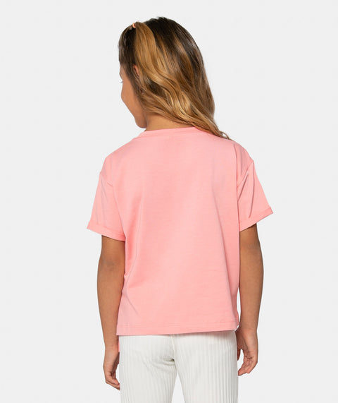 Camiseta Manga Corta Para Niña En Licra Color Salmon