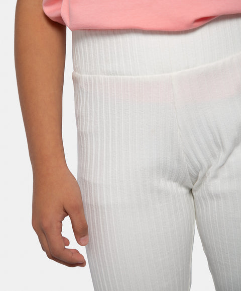 Leggings Bota Campana Para Niña En Rib Color Blanco