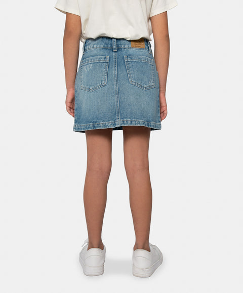 Falda Corta Para Niña En Denim Color Índigo