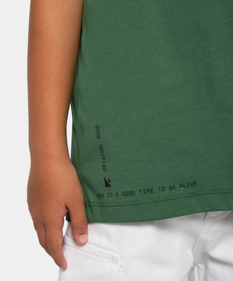 Camiseta Manga Corta Para Niño En Tela Suave Color Verde