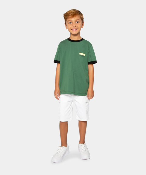 Camiseta Manga Corta Para Niño En Tela Suave Color Verde