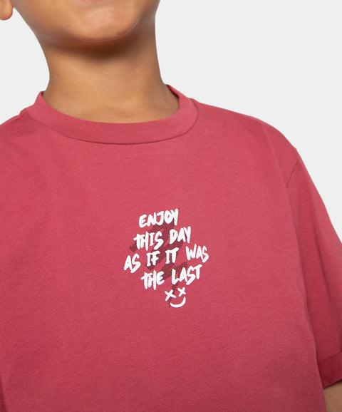 Camiseta Manga Corta Para Niño En Tela Suave Color Rojo