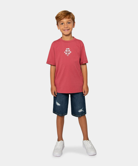 Camiseta Manga Corta Para Niño En Tela Suave Color Rojo