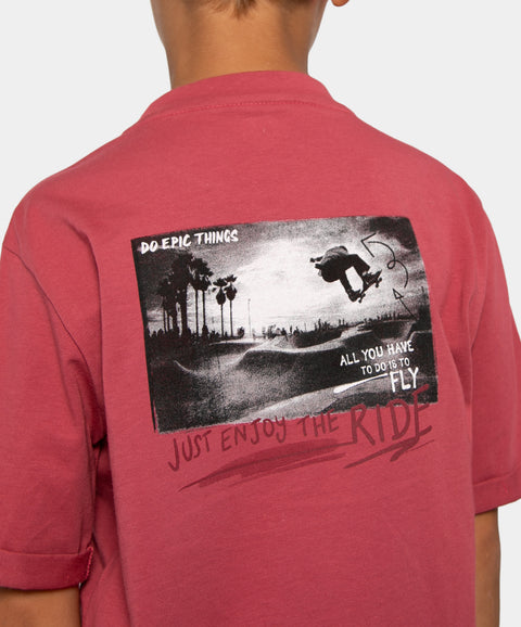 Camiseta Manga Corta Para Niño En Tela Suave Color Rojo