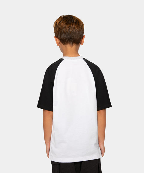 Camiseta Manga Ranglan Para Niño En Tela Suave Color Blanco