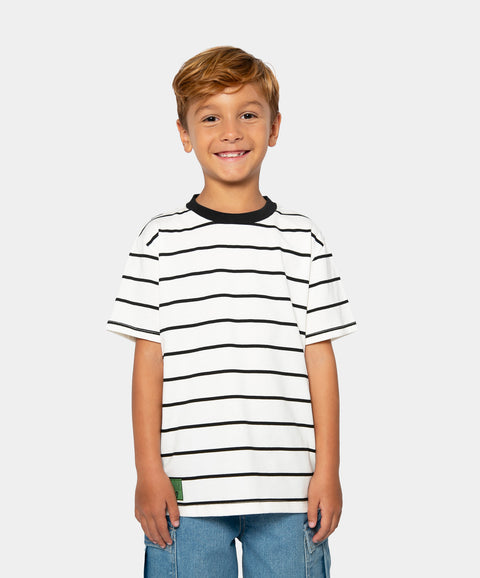 Camiseta Manga Corta Para Niño En Tela Suave Color Marfil