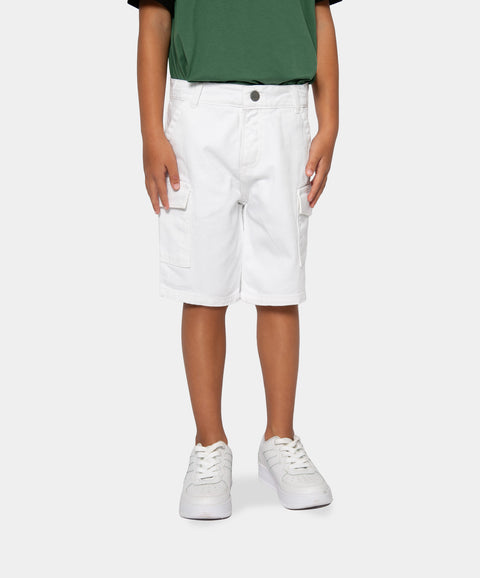 Bermuda Para Niño En Drill Color Blanco
