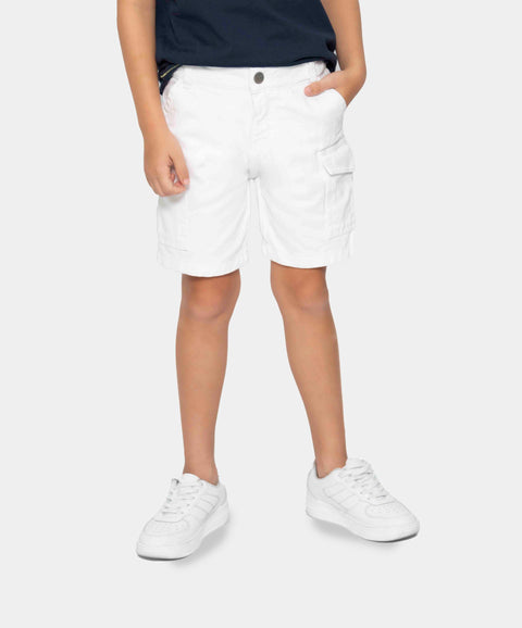 Bermuda Para Niño En Drill Color Blanco