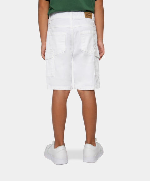 Bermuda Para Niño En Drill Color Blanco