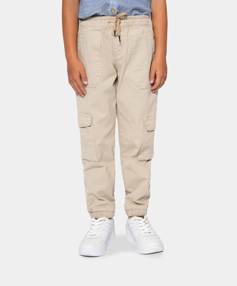 Pantalón Cargo Para Niño En Drill Color Arena