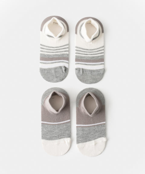 Medias X 2 Para Niño En Algodón Color Blanco Con Rayas