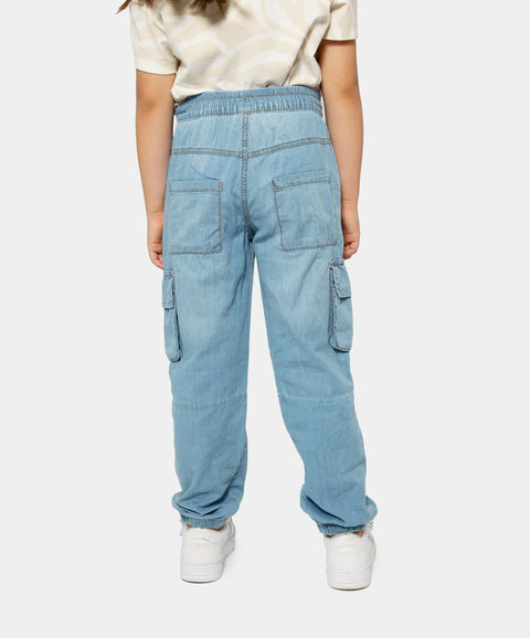 Jean Cargo Para Niña En Denim Color Índigo