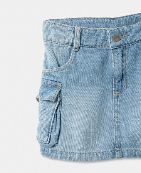 Falda corta Para Niña En Denim Color Índigo