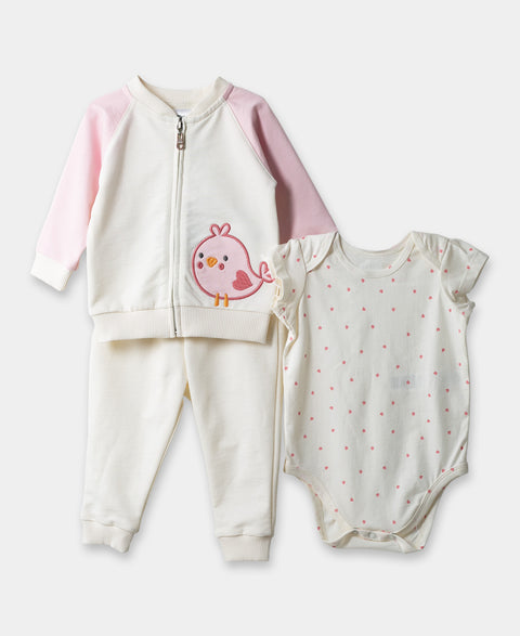 Set X 3 Para Recién Nacida En Burda Color Marfil