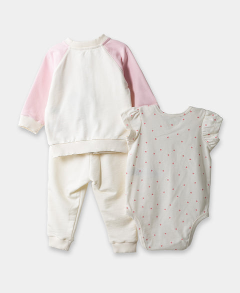 Set X 3 Para Recién Nacida En Burda Color Marfil