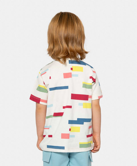 Camiseta Manga Corta Estampada Para Bebe Niño En Tela Suave Color Marfil