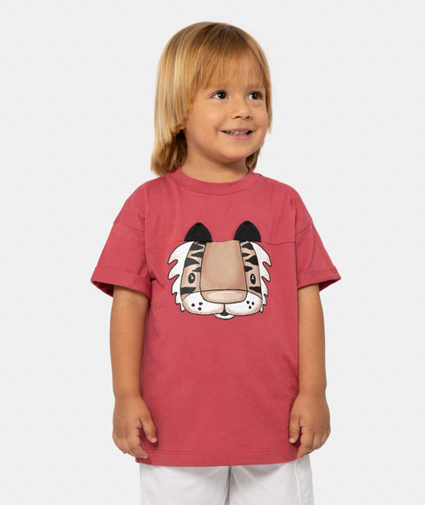 Camiseta Manga Corta Para Bebe Niño En Tela Suave Color Rojo