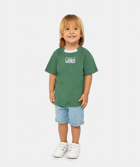 Camiseta Manga Corta Para Bebe Niño En Tela Suave Color Verde