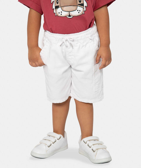 Bermuda Para Bebé Niño En Drill Color Blanco