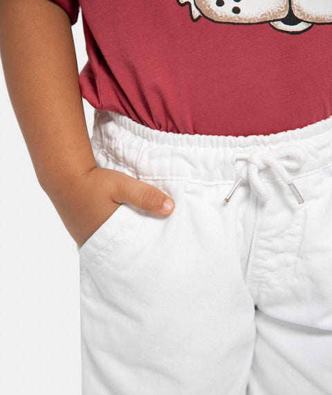 Bermuda Para Bebé Niño En Drill Color Blanco