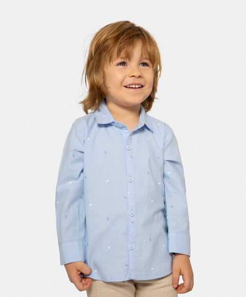 Camisa Manga Larga Para Bebé Niño En Algodón Color Azul
