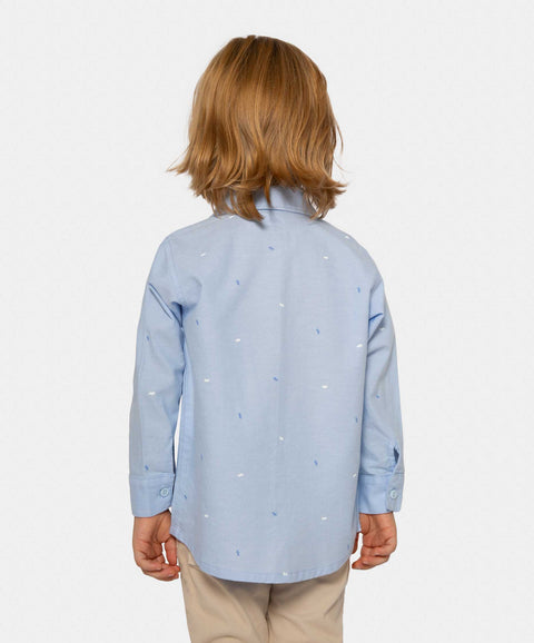 Camisa Manga Larga Para Bebé Niño En Algodón Color Azul