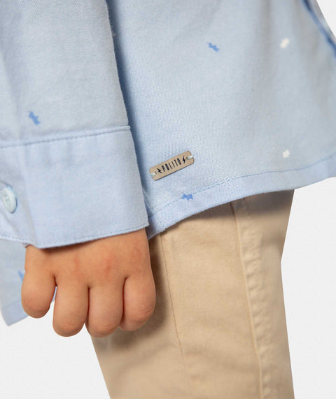 Camisa Manga Larga Para Bebé Niño En Algodón Color Azul