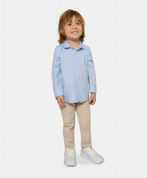 Camisa Manga Larga Para Bebé Niño En Algodón Color Azul