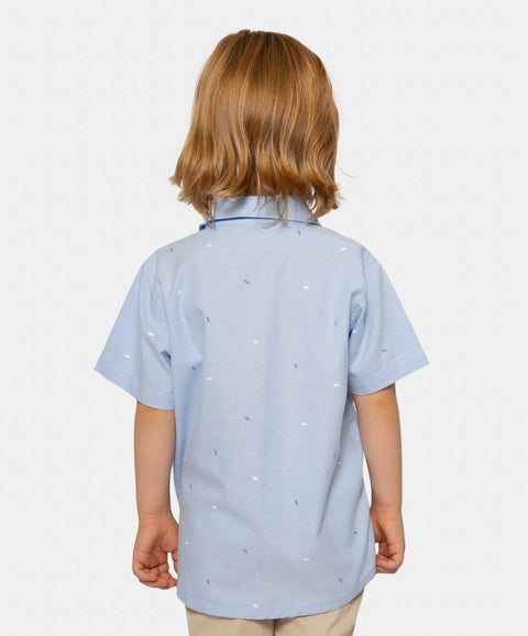 Camisa Manga Corta Para Bebé Niño En Algodón Color Azul