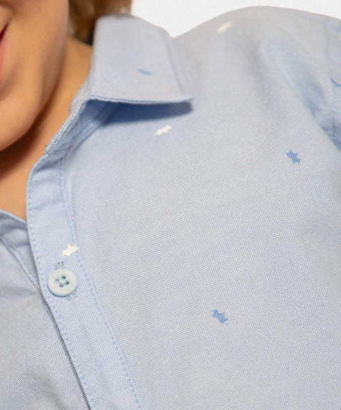 Camisa Manga Corta Para Bebé Niño En Algodón Color Azul