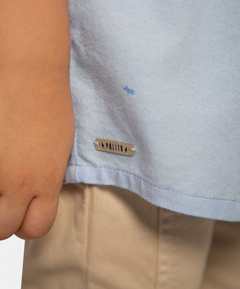 Camisa Manga Corta Para Bebé Niño En Algodón Color Azul