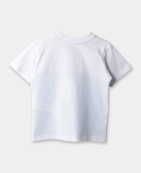 Camiseta Para Recién Nacido En Tela Suave Color Blanco Y Azul