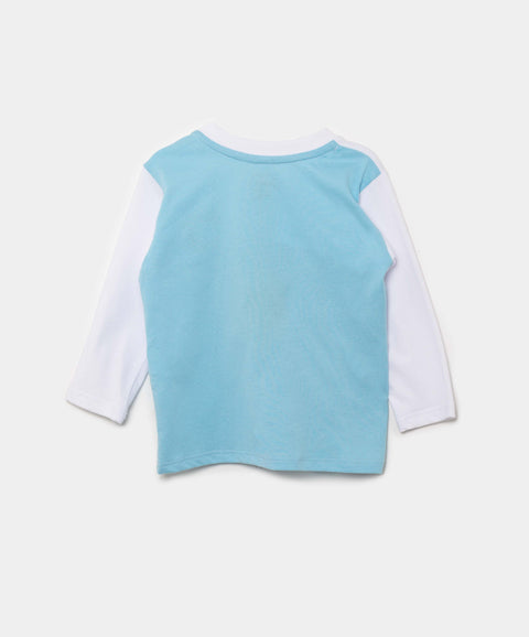 Camiseta Manga Larga Para Recién Nacido En Tela Suave Color Blanco Y Azul