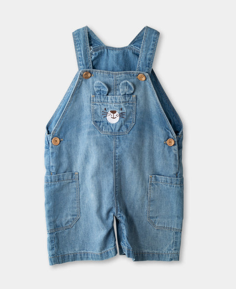 Overol Corto Para Recién Nacido En Denim Color Índigo