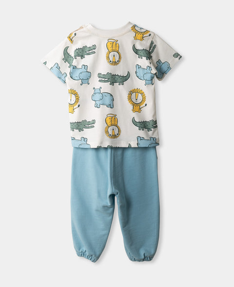 Conjunto Camiseta Pantalón Deportivo Para Recién Nacido En Tela Suave Color Marfil