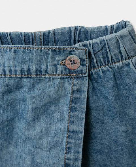 Falda Short Para Bebé Niña En Denim Color Indigo