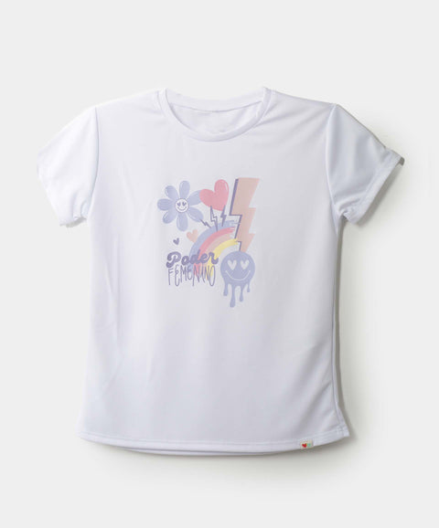 Camiseta Manga Corta Para Niña En Licra Color Blanco