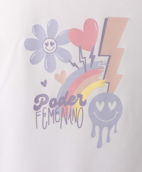 Camiseta Manga Corta Para Niña En Licra Color Blanco
