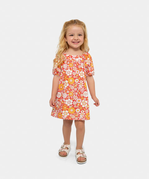 Vestido Estampado Para Niña En Algodón Color Rojo