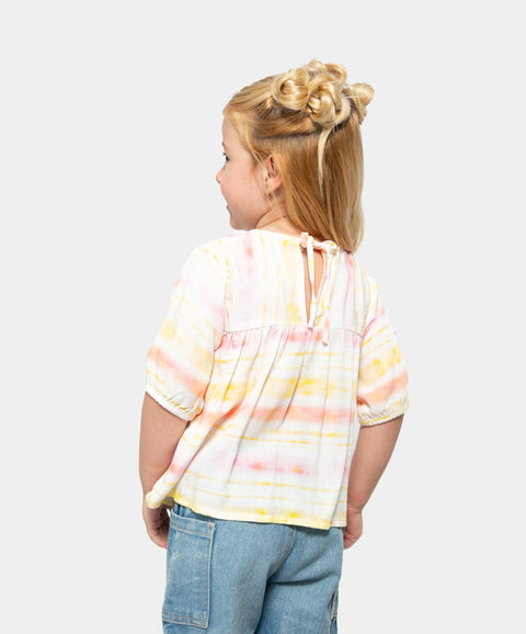 Blusa Manga Corta Para Bebé Niña En Lino Estampado