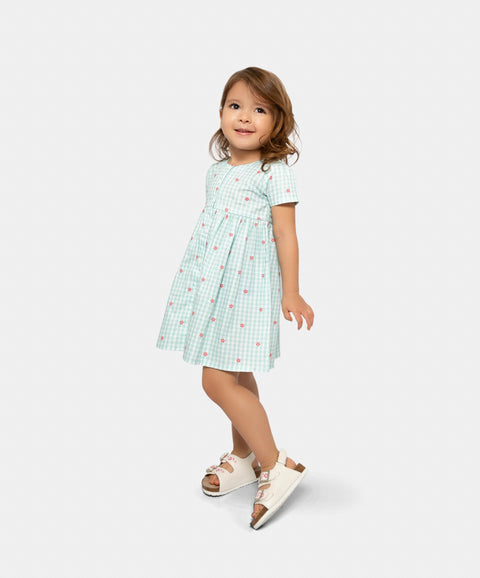 Vestido Estampado Para Bebe Niña En Algodón Color Verde
