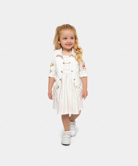 Vestido Tiras Para Bebe Niña En Tela Suave Color Marfil